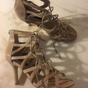 ‘Lahley’ White House Black Market Nude Cage Heels